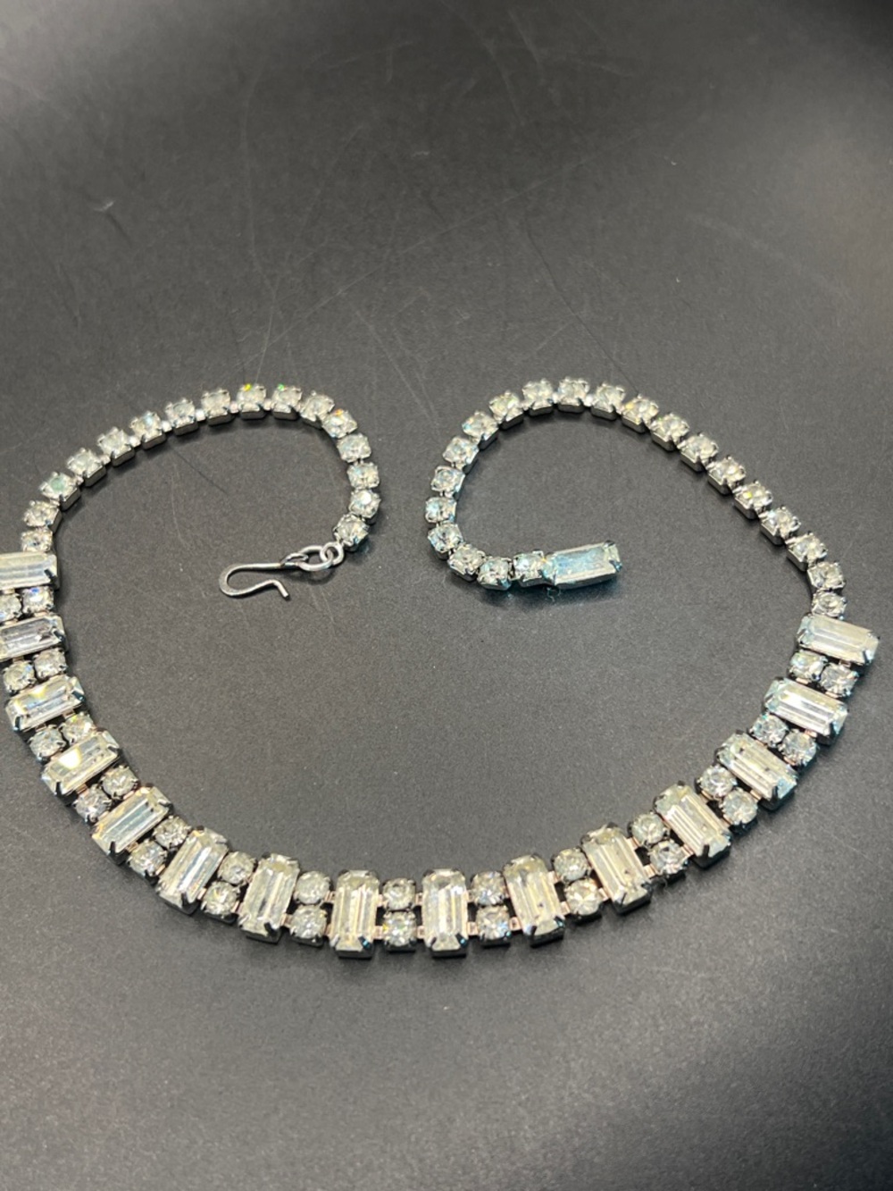 Vintage Crystal Necklace - Silver Tones 22